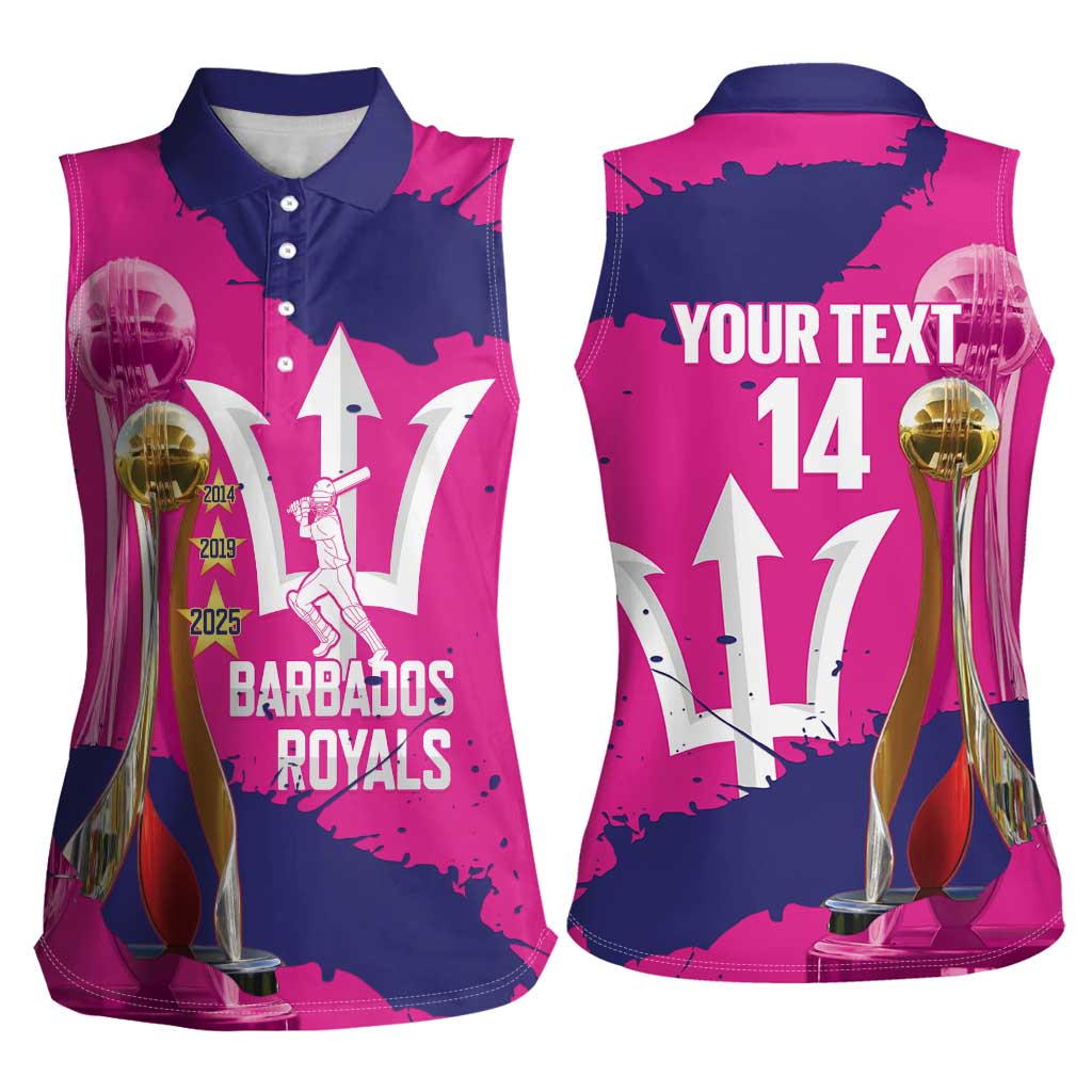 Barbados Royals Cricket Custom Women Sleeveless Polo Shirt 3rd Champions Trophy Proud - Pink - Wonder Print Shop