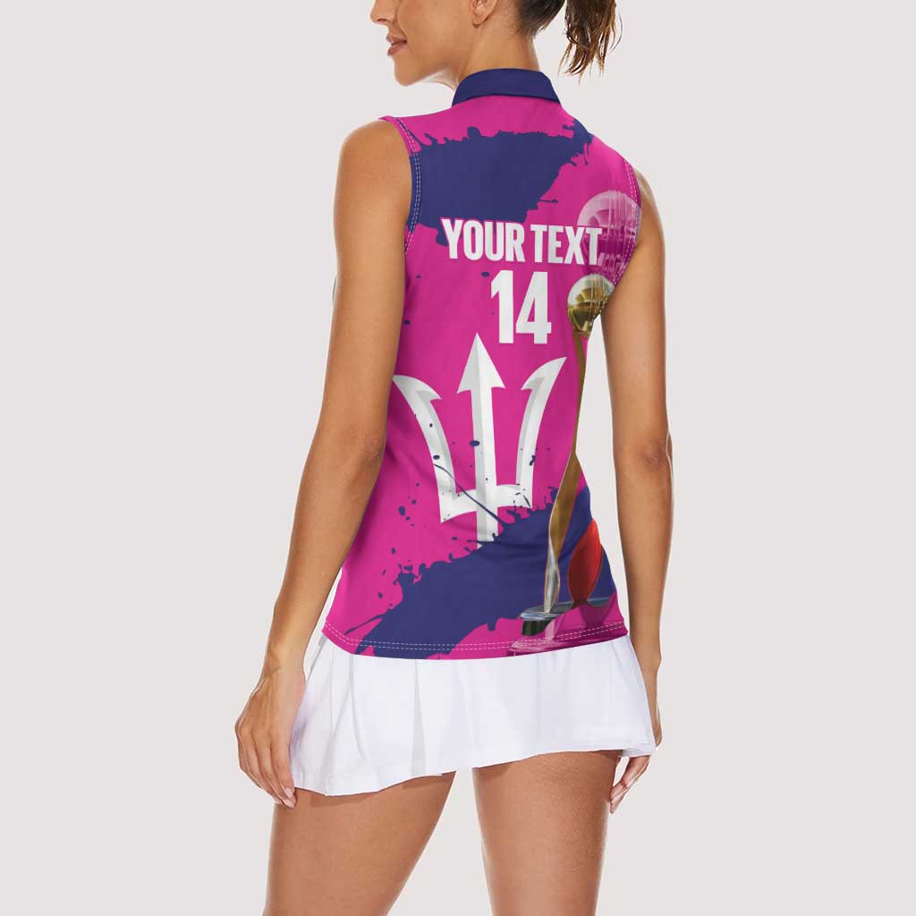 Barbados Royals Cricket Custom Women Sleeveless Polo Shirt 3rd Champions Trophy Proud - Pink - Wonder Print Shop