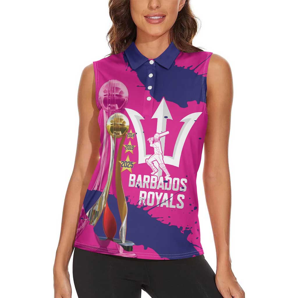 Barbados Royals Cricket Custom Women Sleeveless Polo Shirt 3rd Champions Trophy Proud - Pink - Wonder Print Shop