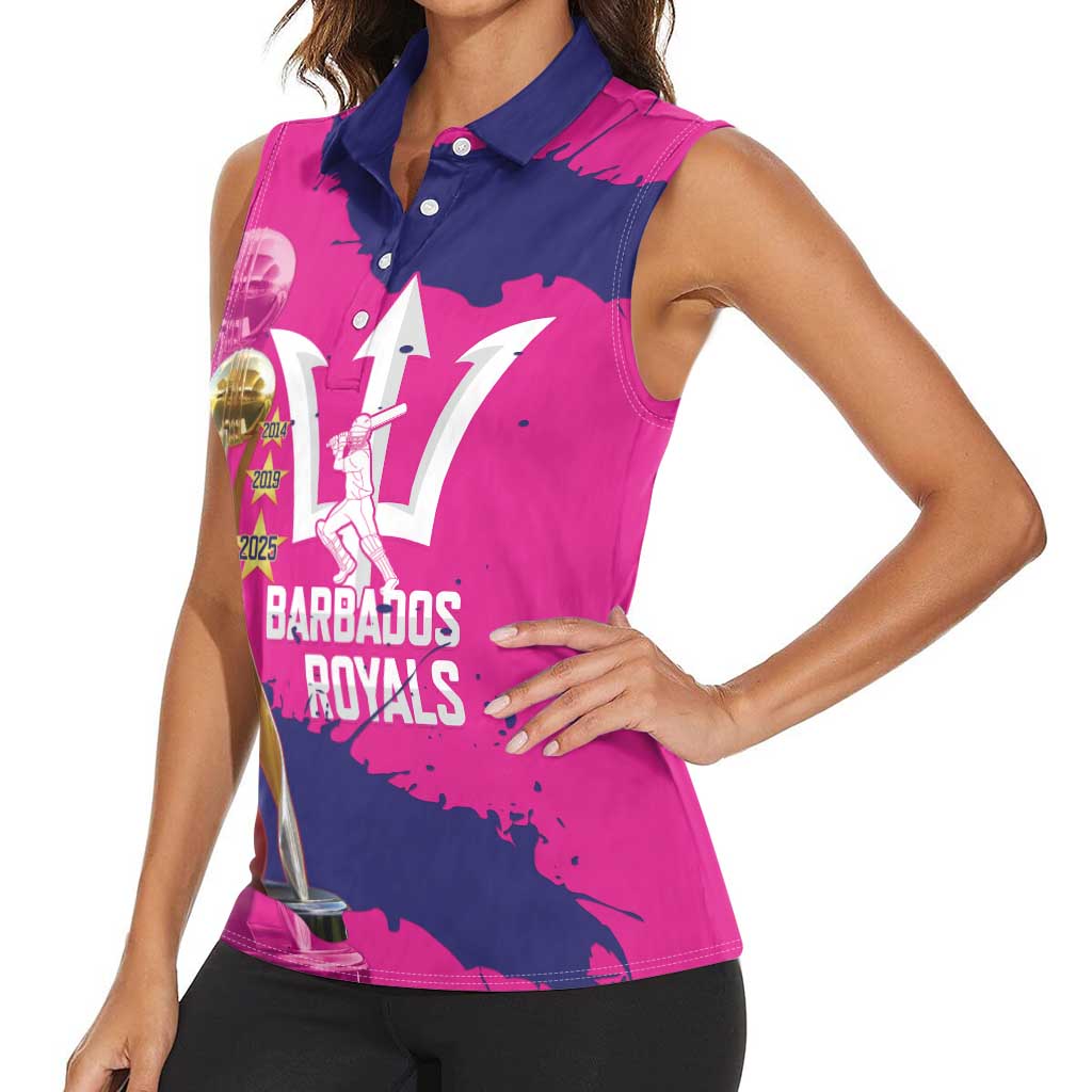 Barbados Royals Cricket Custom Women Sleeveless Polo Shirt 3rd Champions Trophy Proud - Pink - Wonder Print Shop