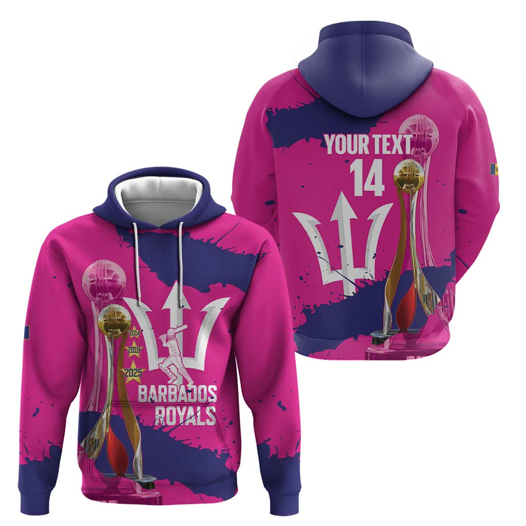 Barbados Royals Cricket Custom Zip Hoodie 3rd Champions Trophy Proud - Pink - Wonder Print Shop