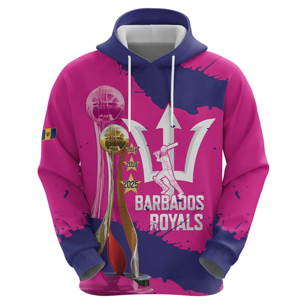 Barbados Royals Cricket Custom Zip Hoodie 3rd Champions Trophy Proud - Pink - Wonder Print Shop