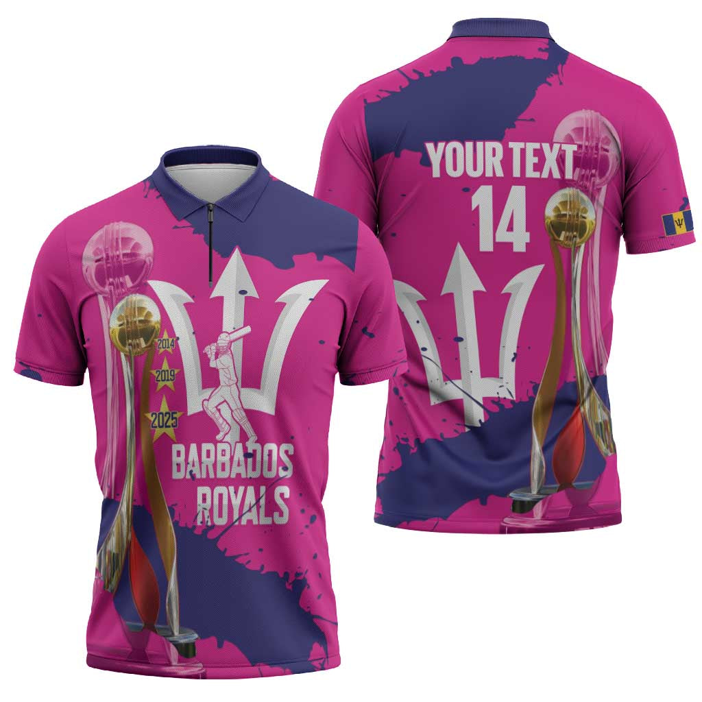 Barbados Royals Cricket Custom Zipper Polo Shirt 3rd Champions Trophy Proud - Pink - Wonder Print Shop