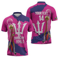 Barbados Royals Cricket Custom Zipper Polo Shirt 3rd Champions Trophy Proud - Pink - Wonder Print Shop