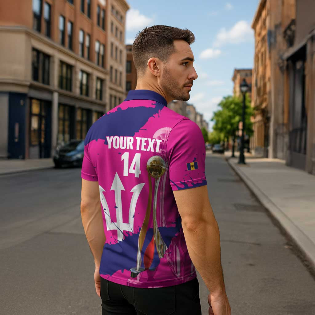 Barbados Royals Cricket Custom Zipper Polo Shirt 3rd Champions Trophy Proud - Pink - Wonder Print Shop