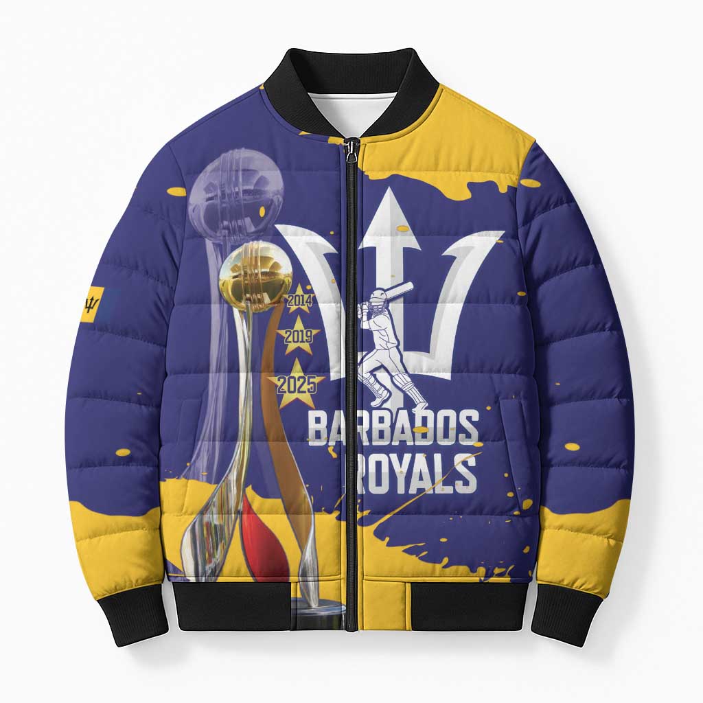 Barbados Royals Cricket Custom Bomber Puffer Jacket 3rd Champions Trophy Proud - Blue - Wonder Print Shop