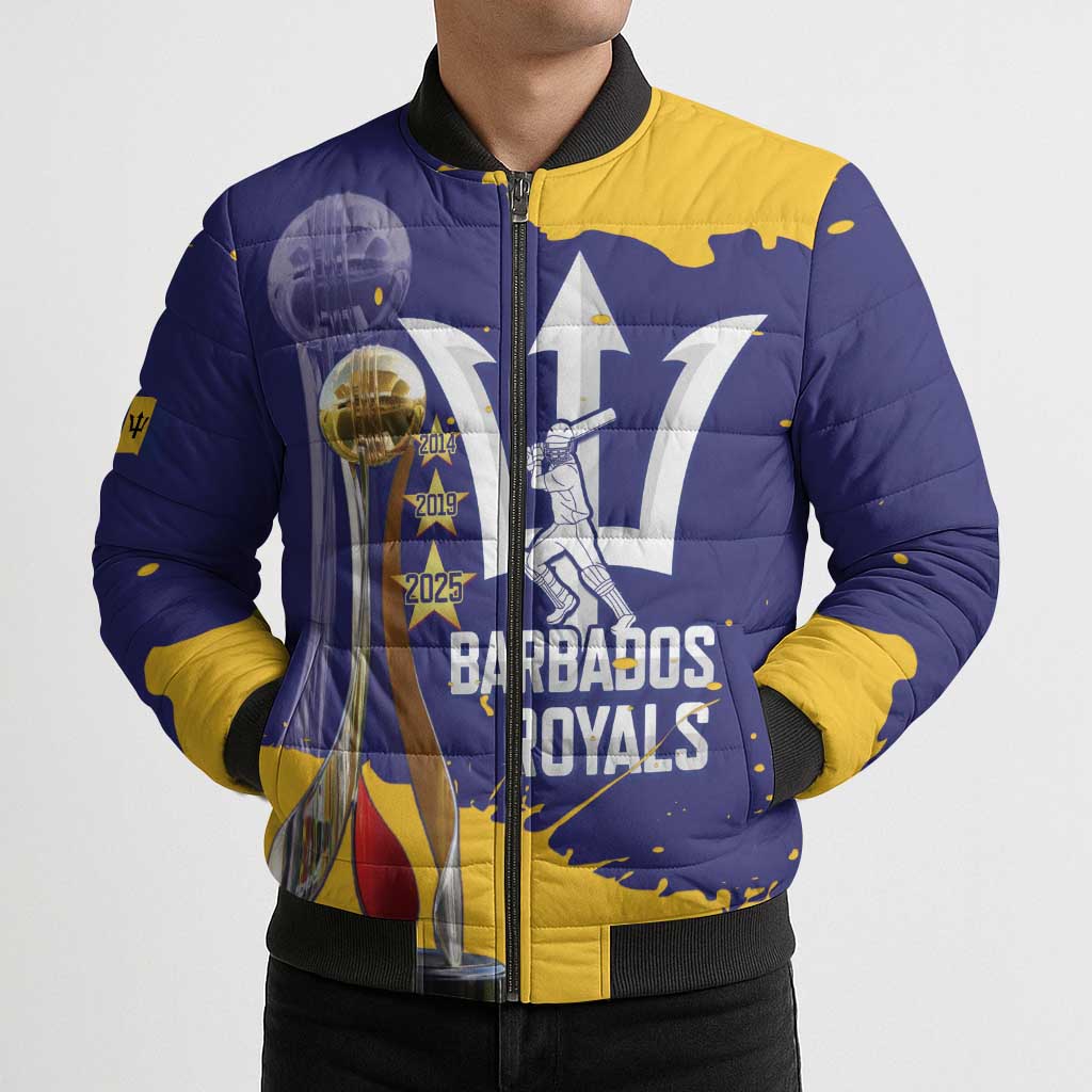 Barbados Royals Cricket Custom Bomber Puffer Jacket 3rd Champions Trophy Proud - Blue - Wonder Print Shop