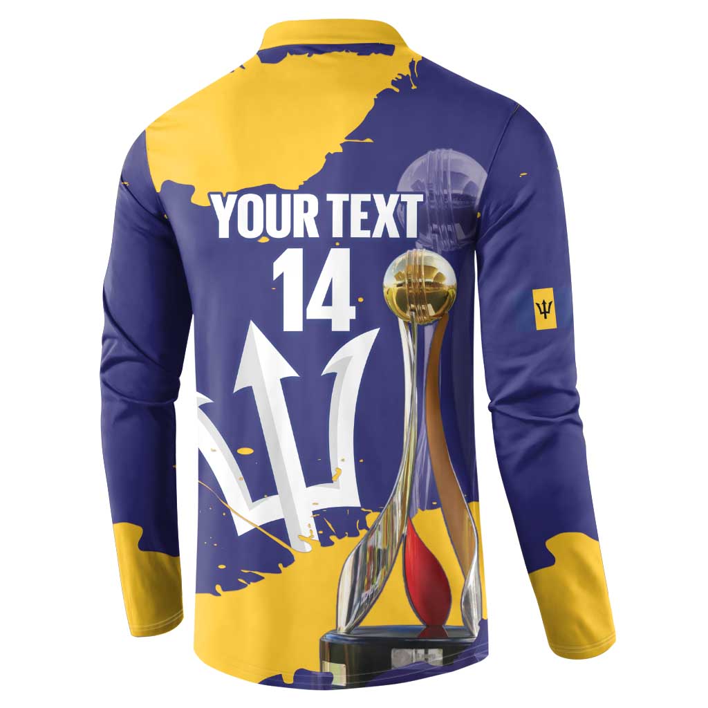 Barbados Royals Cricket Custom Button Sweatshirt 3rd Champions Trophy Proud - Blue - Wonder Print Shop