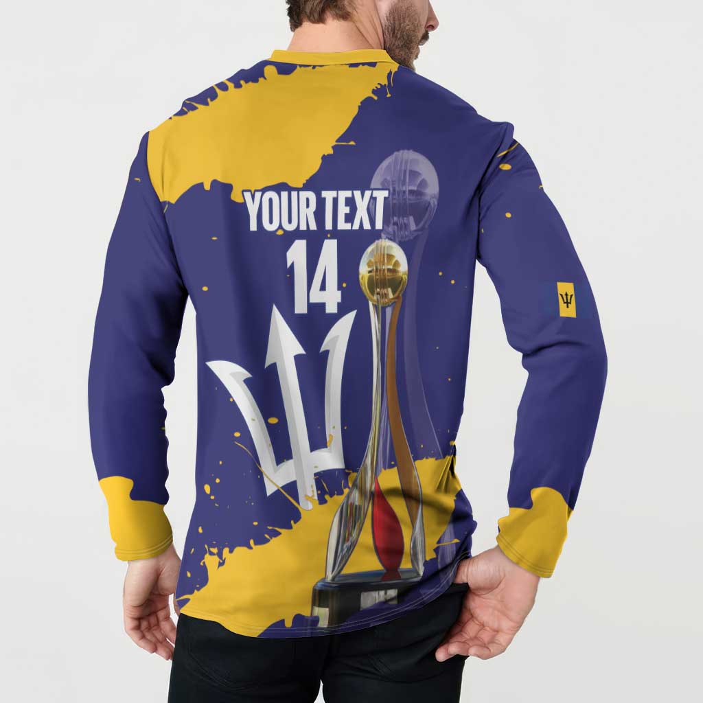 Barbados Royals Cricket Custom Button Sweatshirt 3rd Champions Trophy Proud - Blue - Wonder Print Shop