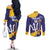 Barbados Royals Cricket Custom Couples Matching Off The Shoulder Long Sleeve Dress and Long Sleeve Button Shirt 3rd Champions Trophy Proud - Blue - Wonder Print Shop