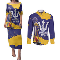Barbados Royals Cricket Custom Couples Matching Puletasi and Long Sleeve Button Shirt 3rd Champions Trophy Proud - Blue - Wonder Print Shop