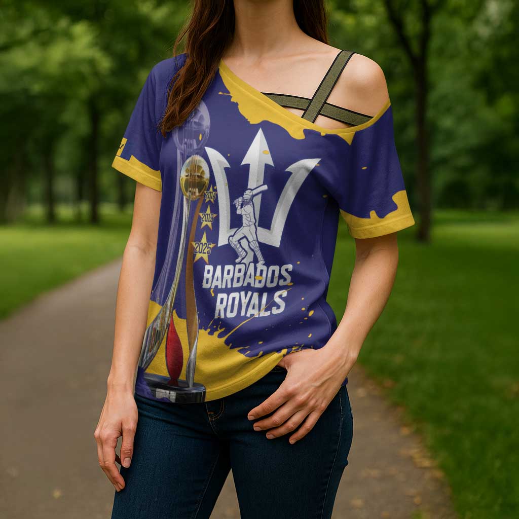 Barbados Royals Cricket Custom Cross Shoulder Shirt 3rd Champions Trophy Proud - Blue - Wonder Print Shop