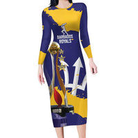 Barbados Royals Cricket Custom Family Matching Long Sleeve Bodycon Dress and Hawaiian Shirt 3rd Champions Trophy Proud - Blue - Wonder Print Shop
