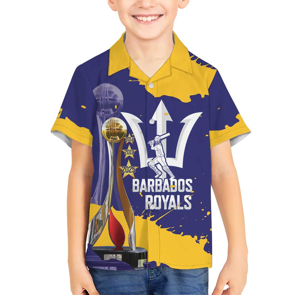 Barbados Royals Cricket Custom Family Matching Long Sleeve Bodycon Dress and Hawaiian Shirt 3rd Champions Trophy Proud - Blue - Wonder Print Shop