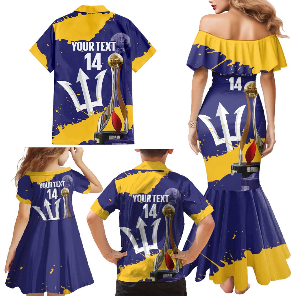 Barbados Royals Cricket Custom Family Matching Mermaid Dress and Hawaiian Shirt 3rd Champions Trophy Proud - Blue - Wonder Print Shop