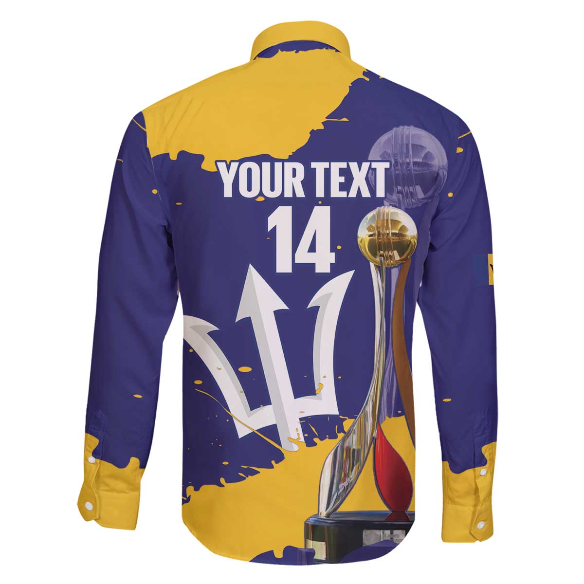 Barbados Royals Cricket Custom Family Matching Off The Shoulder Long Sleeve Dress and Hawaiian Shirt 3rd Champions Trophy Proud - Blue - Wonder Print Shop