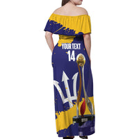 Barbados Royals Cricket Custom Family Matching Off Shoulder Maxi Dress and Hawaiian Shirt 3rd Champions Trophy Proud - Blue - Wonder Print Shop