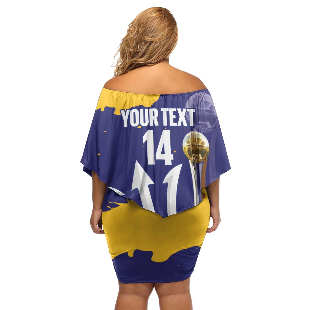 Barbados Royals Cricket Custom Family Matching Off Shoulder Short Dress and Hawaiian Shirt 3rd Champions Trophy Proud - Blue - Wonder Print Shop