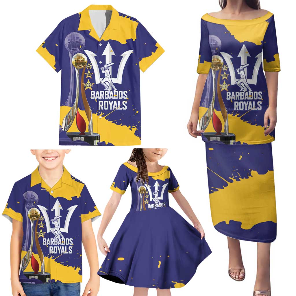 Barbados Royals Cricket Custom Family Matching Puletasi and Hawaiian Shirt 3rd Champions Trophy Proud - Blue - Wonder Print Shop