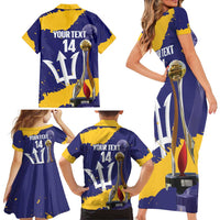 Barbados Royals Cricket Custom Family Matching Short Sleeve Bodycon Dress and Hawaiian Shirt 3rd Champions Trophy Proud - Blue - Wonder Print Shop