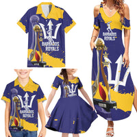 Barbados Royals Cricket Custom Family Matching Summer Maxi Dress and Hawaiian Shirt 3rd Champions Trophy Proud - Blue - Wonder Print Shop