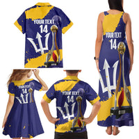Barbados Royals Cricket Custom Family Matching Tank Maxi Dress and Hawaiian Shirt 3rd Champions Trophy Proud - Blue - Wonder Print Shop