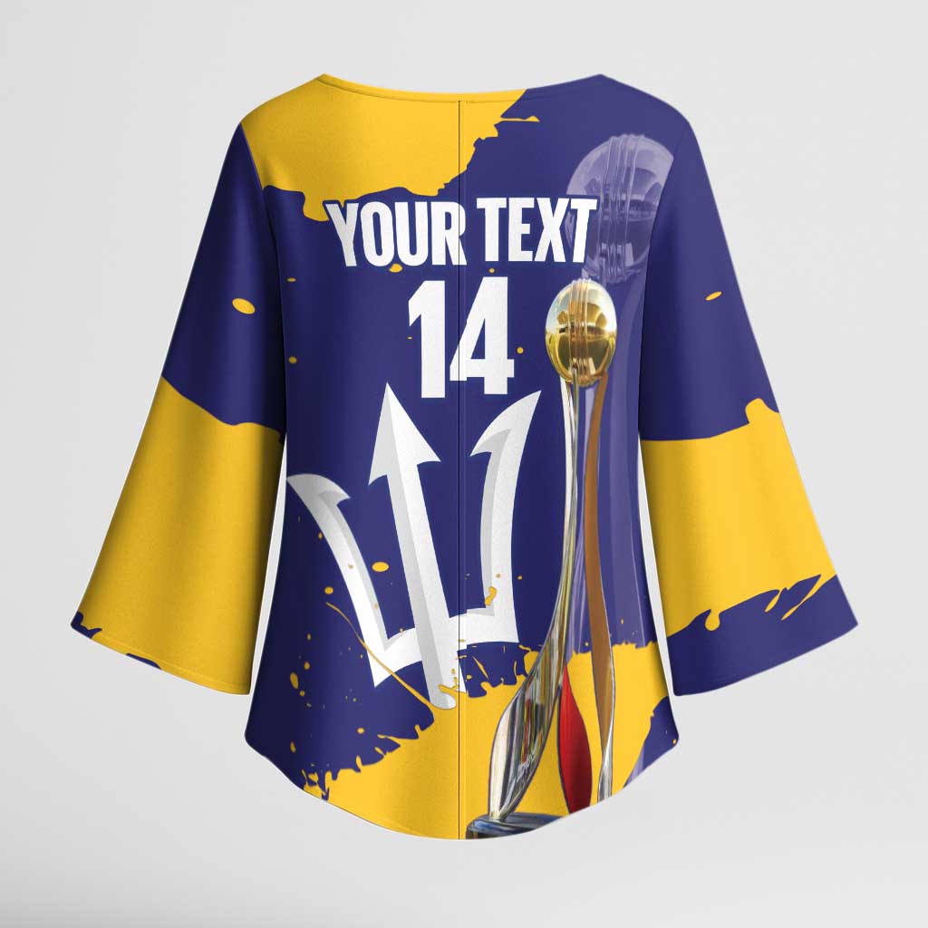 Barbados Royals Cricket Custom Kimono Sleeve Blouse 3rd Champions Trophy Proud - Blue - Wonder Print Shop