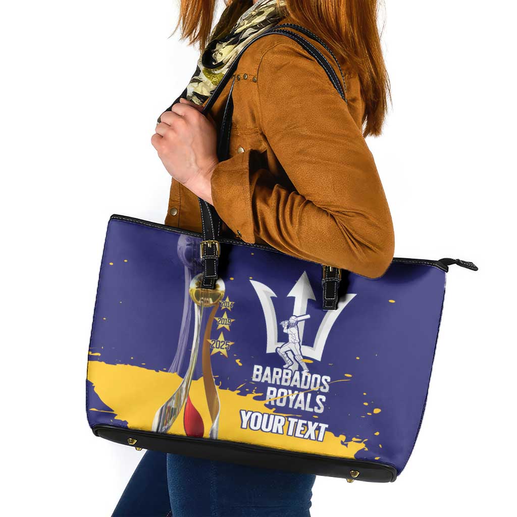 Barbados Royals Cricket Custom Leather Tote Bag 3rd Champions Trophy Proud - Blue - Wonder Print Shop