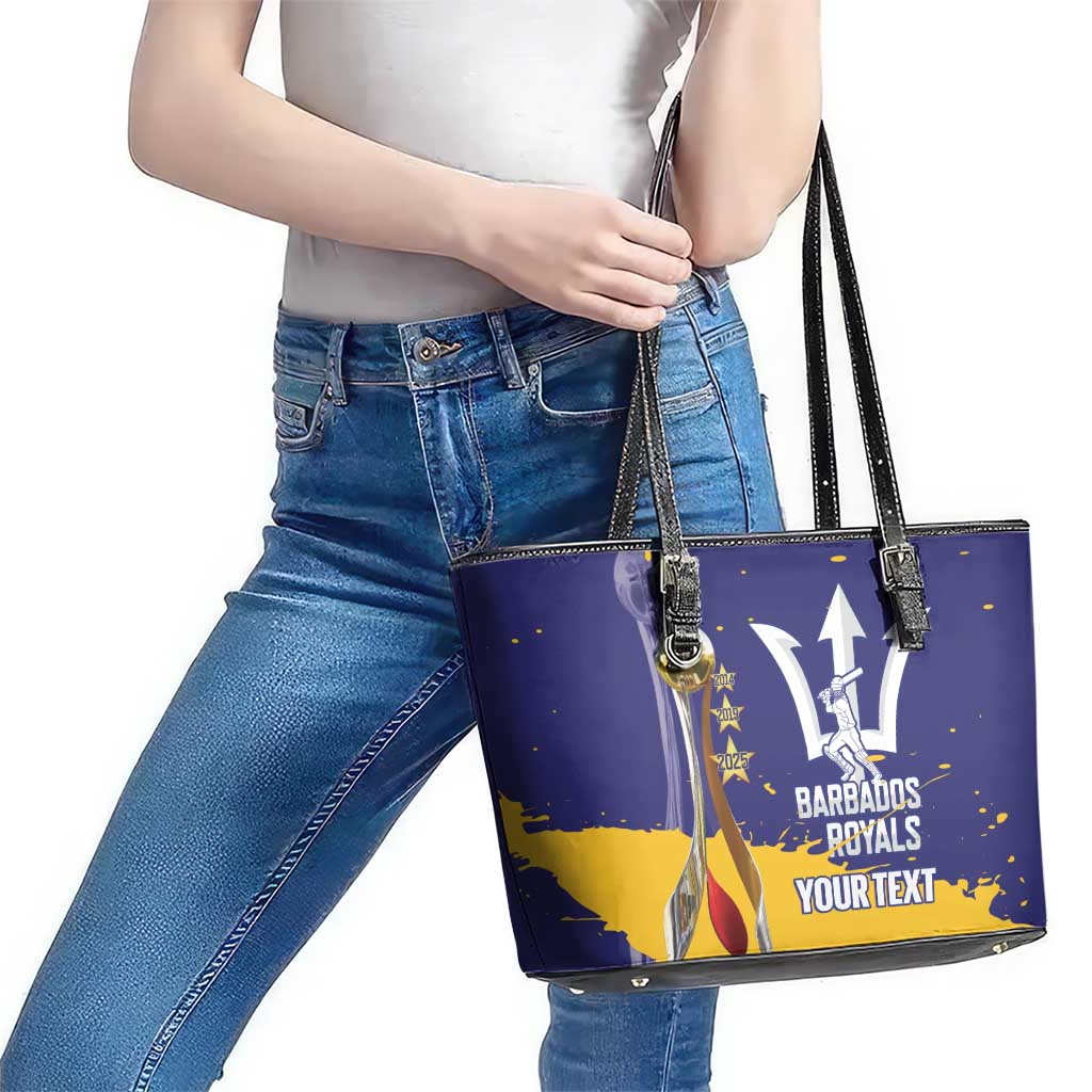Barbados Royals Cricket Custom Leather Tote Bag 3rd Champions Trophy Proud - Blue - Wonder Print Shop