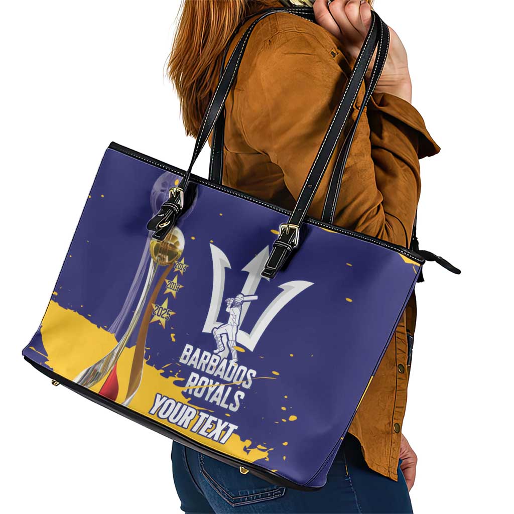 Barbados Royals Cricket Custom Leather Tote Bag 3rd Champions Trophy Proud - Blue - Wonder Print Shop