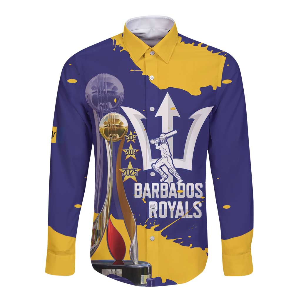 Barbados Royals Cricket Custom Long Sleeve Button Shirt 3rd Champions Trophy Proud - Blue - Wonder Print Shop