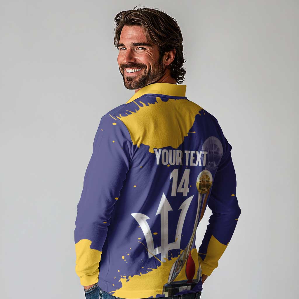 Barbados Royals Cricket Custom Long Sleeve Polo Shirt 3rd Champions Trophy Proud - Blue - Wonder Print Shop
