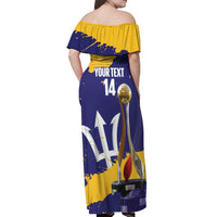 Barbados Royals Cricket Custom Off Shoulder Maxi Dress 3rd Champions Trophy Proud - Blue - Wonder Print Shop