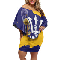 Barbados Royals Cricket Custom Off Shoulder Short Dress 3rd Champions Trophy Proud - Blue - Wonder Print Shop