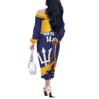 Barbados Royals Cricket Custom Off The Shoulder Long Sleeve Dress 3rd Champions Trophy Proud - Blue - Wonder Print Shop