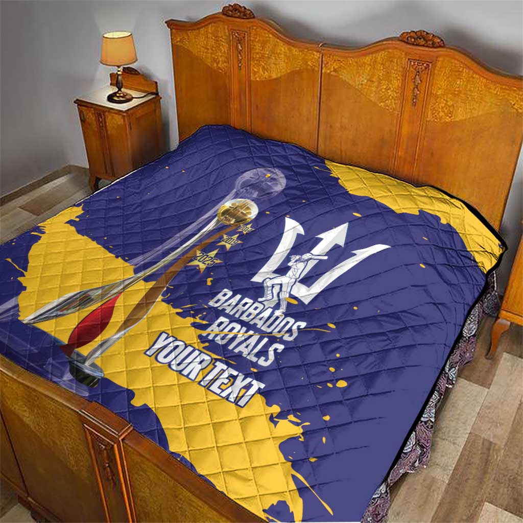 Barbados Royals Cricket Custom Quilt 3rd Champions Trophy Proud - Blue - Wonder Print Shop