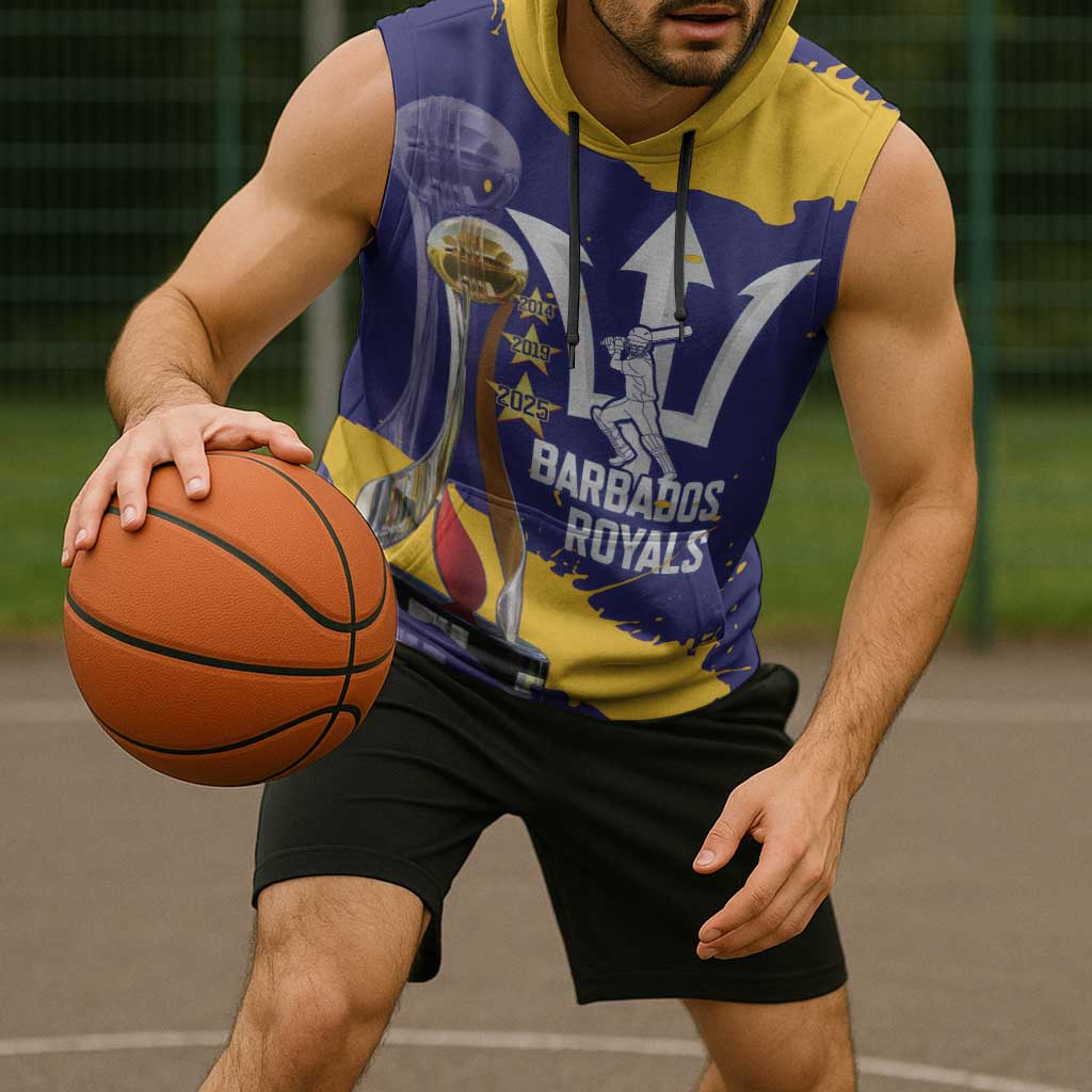 Barbados Royals Cricket Custom Sleeveless Hoodie 3rd Champions Trophy Proud - Blue - Wonder Print Shop