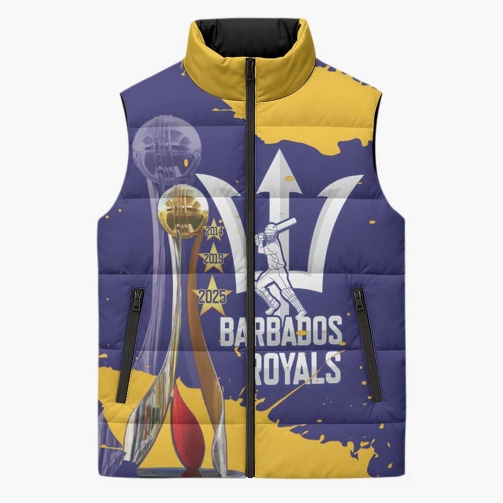 Barbados Royals Cricket Custom Sleeveless Puffer Jacket 3rd Champions Trophy Proud - Blue - Wonder Print Shop