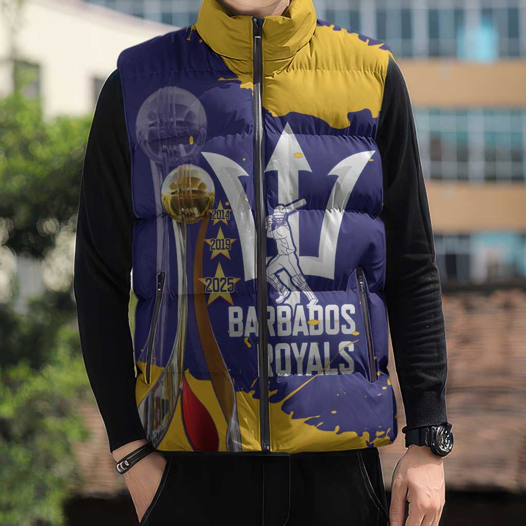 Barbados Royals Cricket Custom Sleeveless Puffer Jacket 3rd Champions Trophy Proud - Blue - Wonder Print Shop