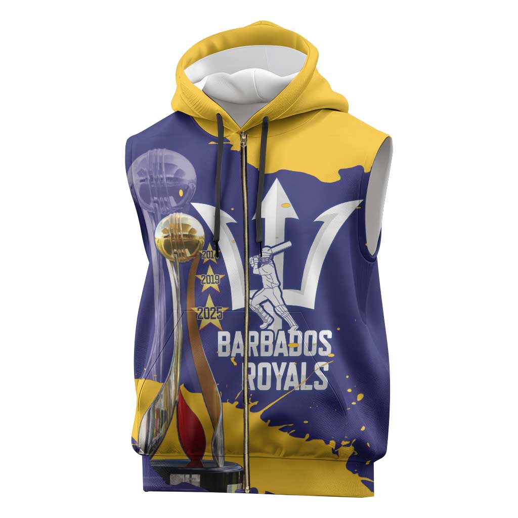 Barbados Royals Cricket Custom Sleeveless Zip Hoodie 3rd Champions Trophy Proud - Blue - Wonder Print Shop