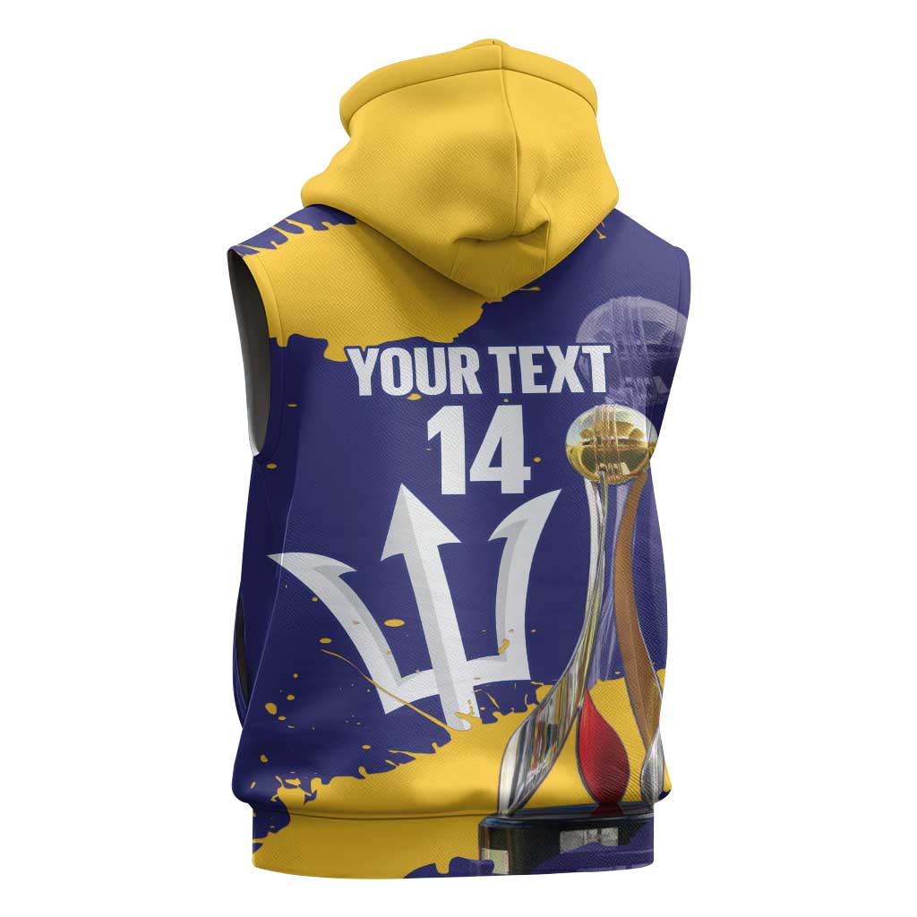Barbados Royals Cricket Custom Sleeveless Zip Hoodie 3rd Champions Trophy Proud - Blue - Wonder Print Shop