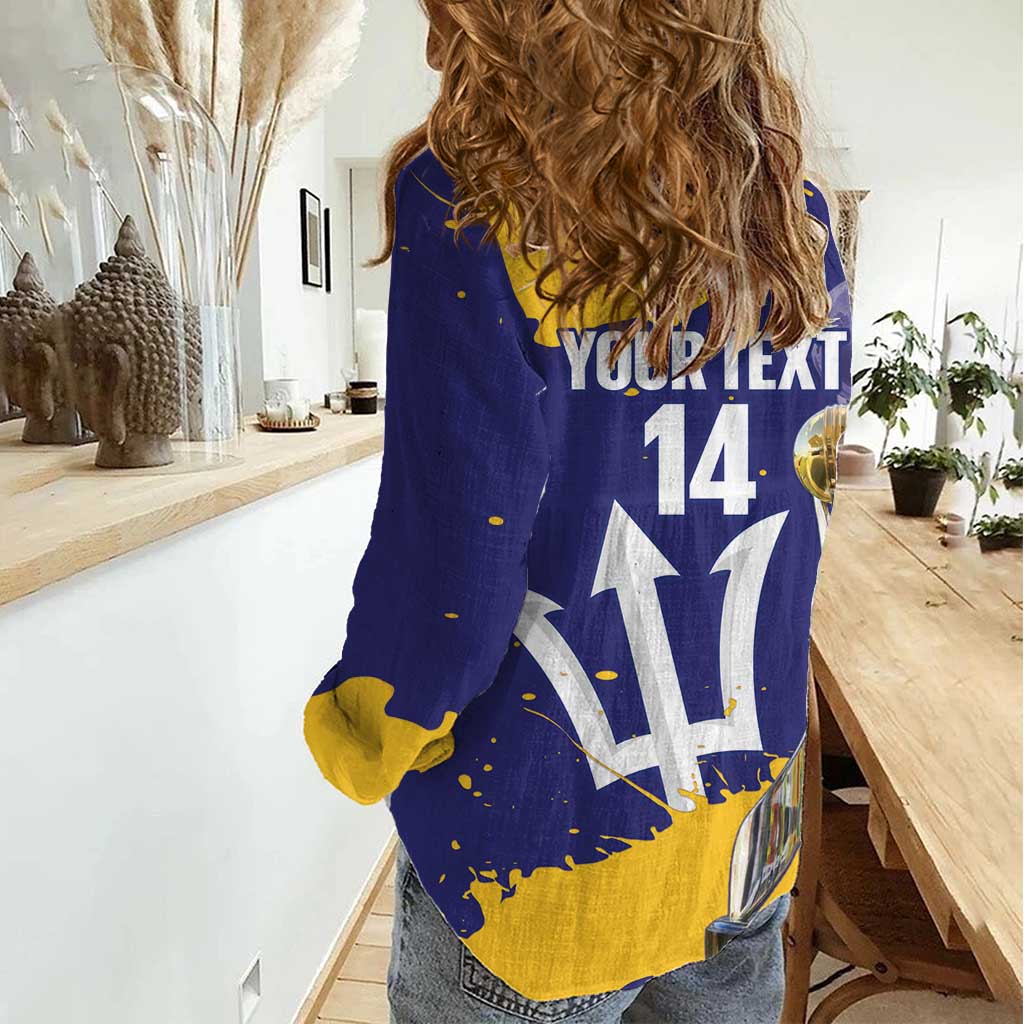 Barbados Royals Cricket Custom Women Casual Shirt 3rd Champions Trophy Proud - Blue - Wonder Print Shop