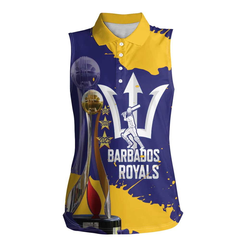 Barbados Royals Cricket Custom Women Sleeveless Polo Shirt 3rd Champions Trophy Proud - Blue - Wonder Print Shop