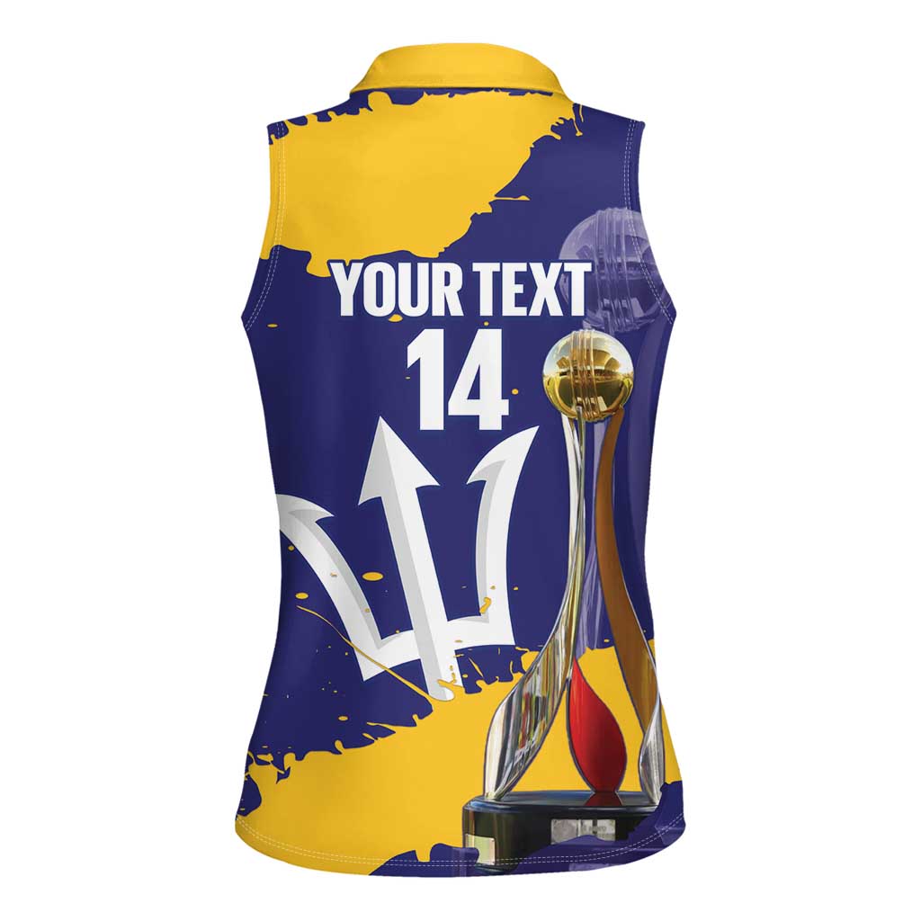 Barbados Royals Cricket Custom Women Sleeveless Polo Shirt 3rd Champions Trophy Proud - Blue - Wonder Print Shop