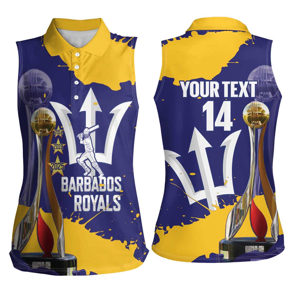 Barbados Royals Cricket Custom Women Sleeveless Polo Shirt 3rd Champions Trophy Proud - Blue - Wonder Print Shop