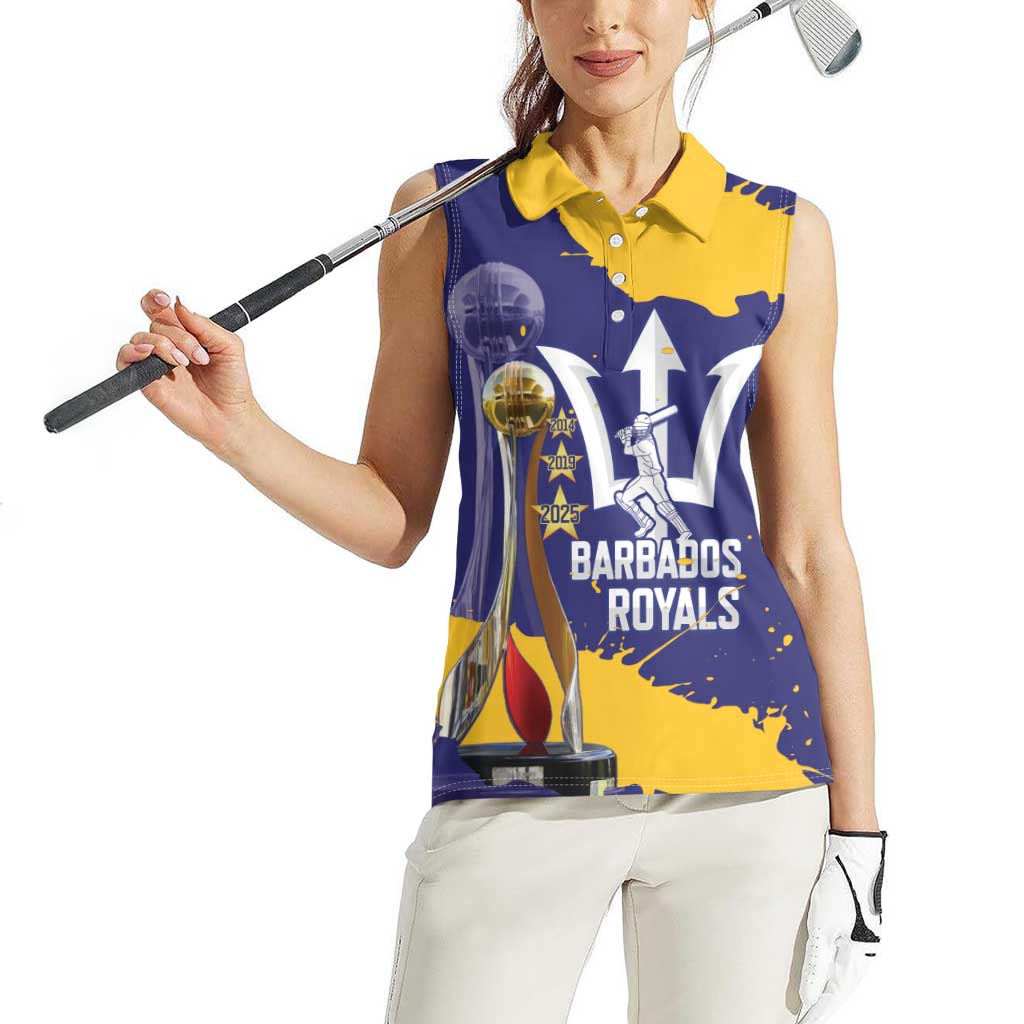 Barbados Royals Cricket Custom Women Sleeveless Polo Shirt 3rd Champions Trophy Proud - Blue - Wonder Print Shop