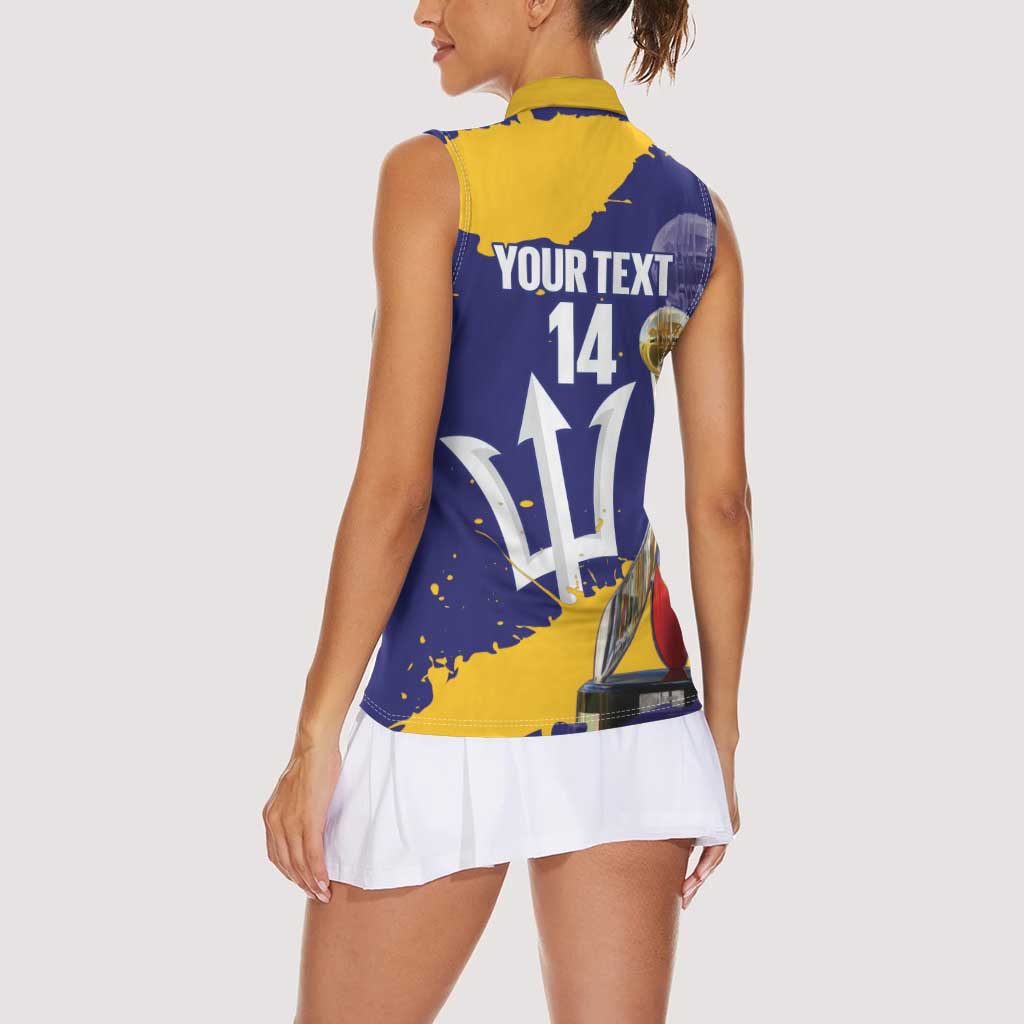 Barbados Royals Cricket Custom Women Sleeveless Polo Shirt 3rd Champions Trophy Proud - Blue - Wonder Print Shop