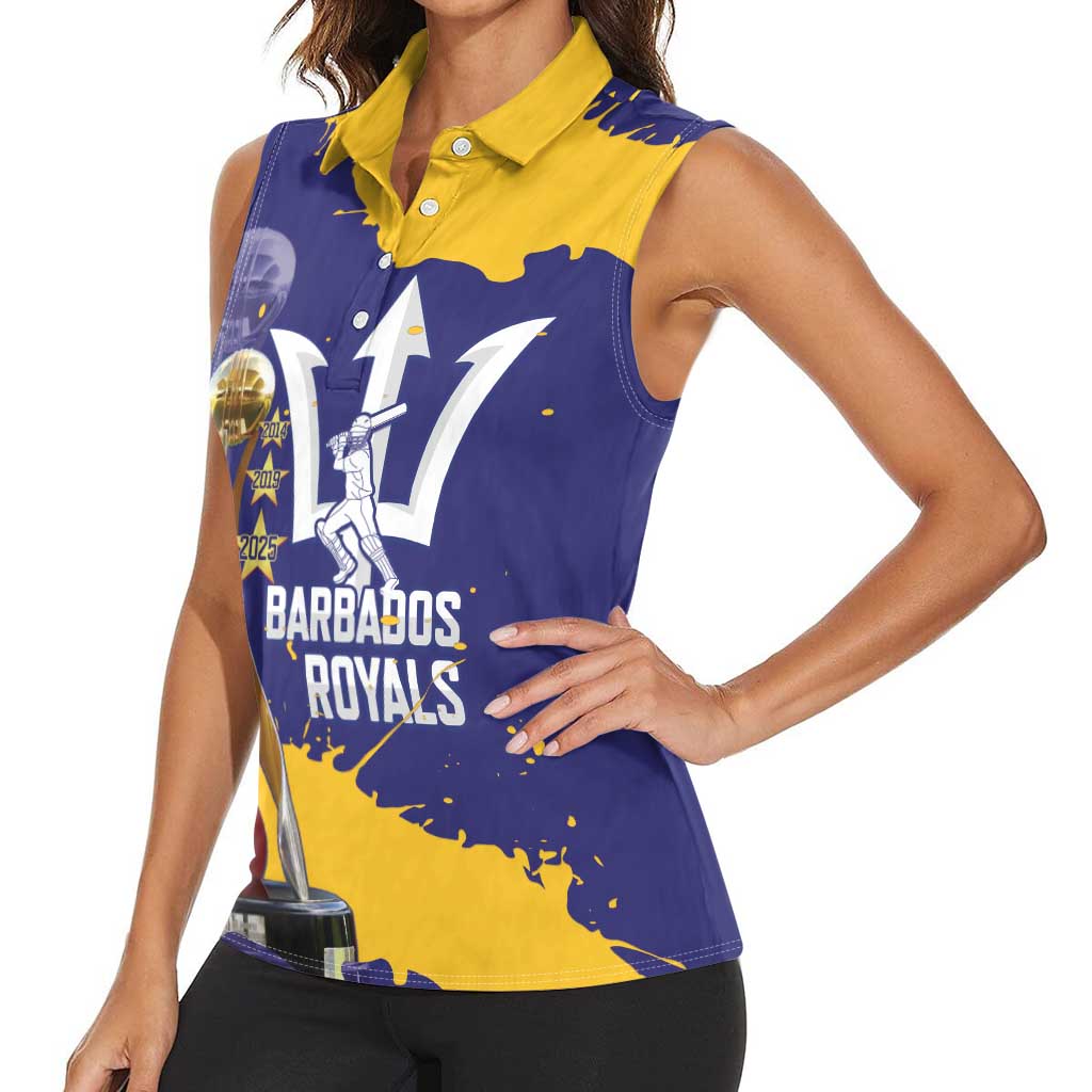 Barbados Royals Cricket Custom Women Sleeveless Polo Shirt 3rd Champions Trophy Proud - Blue - Wonder Print Shop