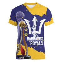 Barbados Royals Cricket Custom Women V-Neck T-Shirt 3rd Champions Trophy Proud - Blue - Wonder Print Shop