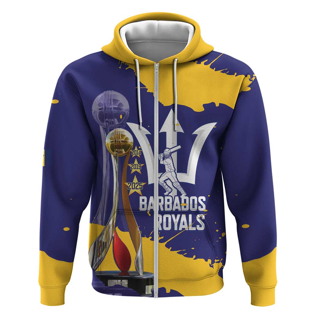 Barbados Royals Cricket Custom Zip Hoodie 3rd Champions Trophy Proud - Blue - Wonder Print Shop